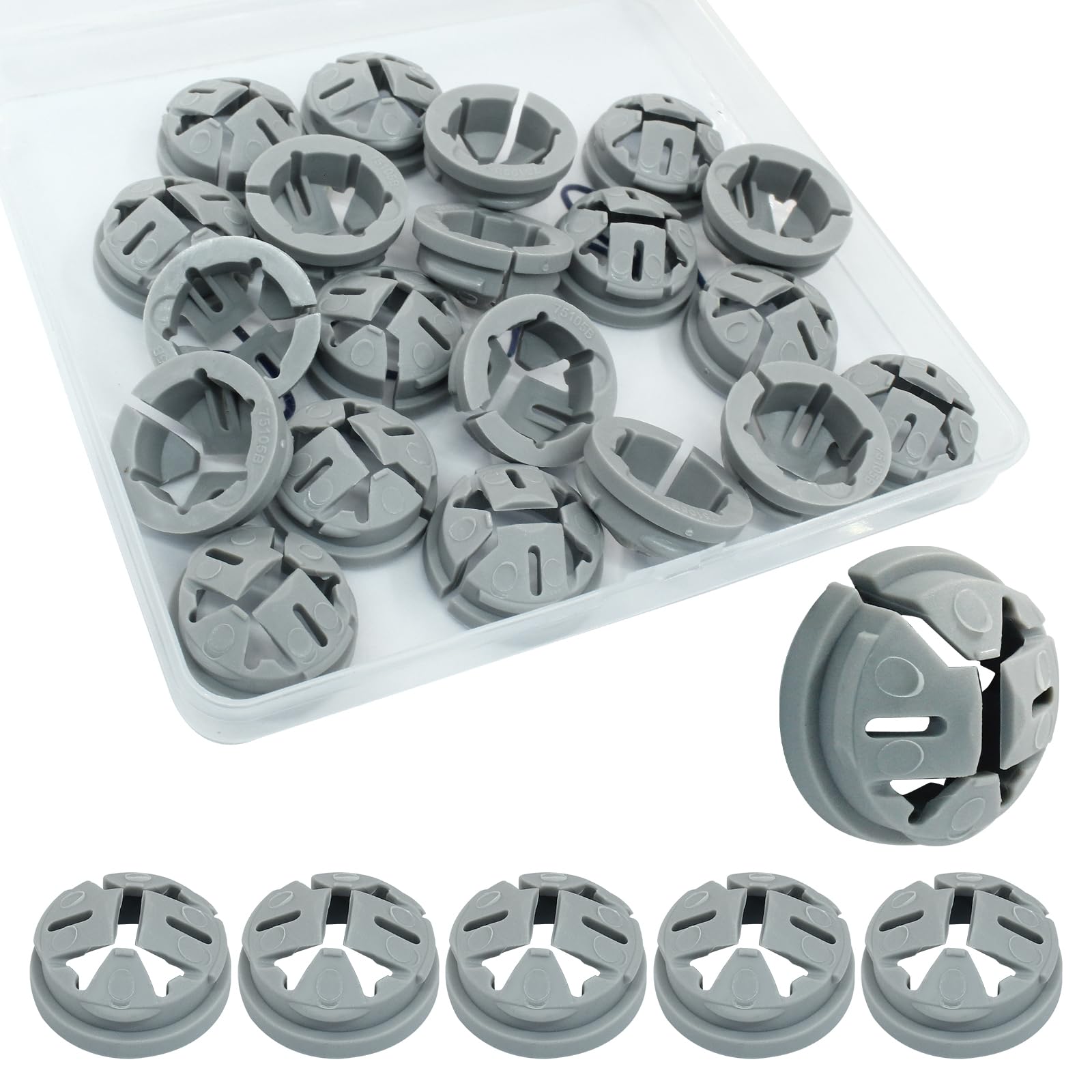 LifCratms 20 Pcs Non-Metallic Button Push-in Cable Connector, 3/8 Trade Size Electrical Conduit Fittings, Fits 1/2 Inch Knockouts (Gray)