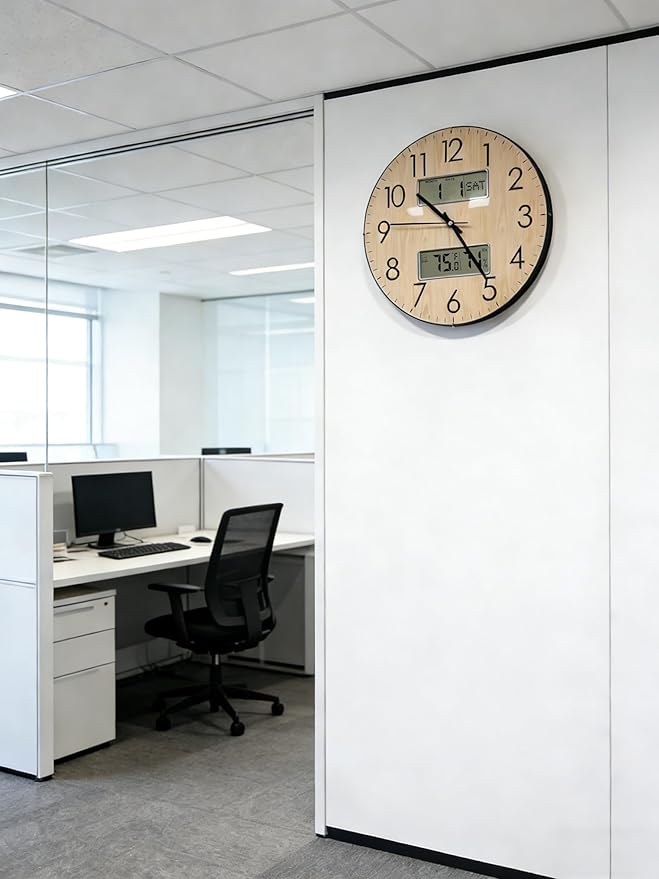 Reloj de Pared Analógico Silencioso Nbdeal 13 Pulgadas Natural miniatura 2