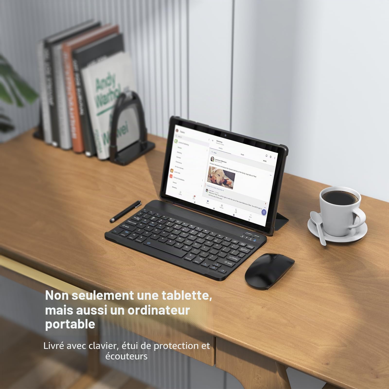 Tablette Tactile 10 Pouces, 36Go RAM 128Go ROM/2TB, WiFi 5G, Octa Core, Widevine L1, Gemini AI, Android 15, 8MP+5MP, 8000mAh, Tablette avec Clavier/Écouteur/Souris/Étui/Stylet