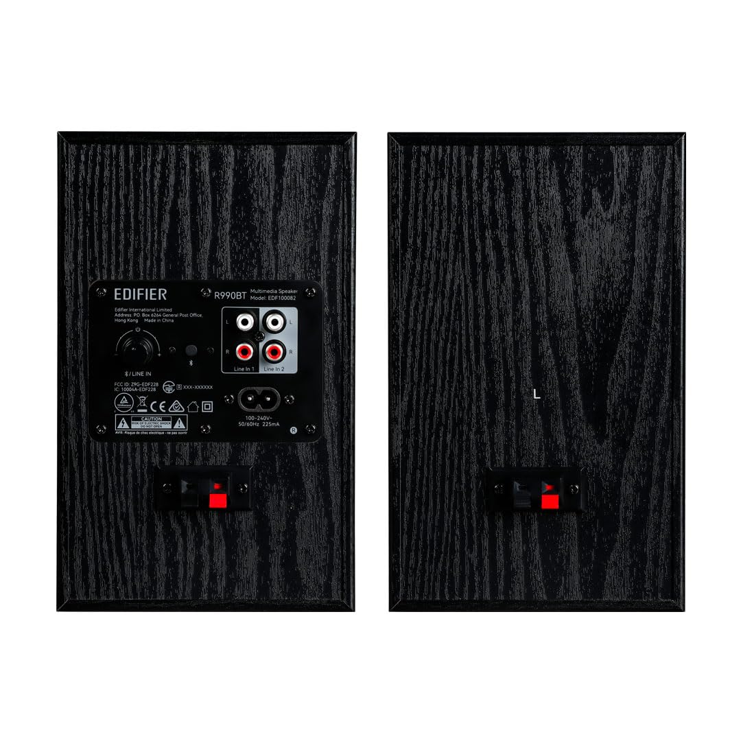 Edifier R990BT Głośniki półkowe Bluetooth 5.4, aktywny głośnik multimedialny 2.0, moc wyjściowa 24 W, wejścia RCA/AUX/Bluetooth, cyfrowe przetwarzanie audio, obudowa MDF, sterowanie aplikacją, do PC