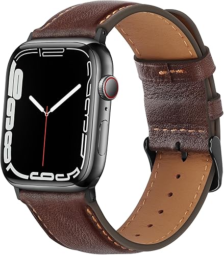 Miniatura 8 de HITZEE Correas de cuero compatibles con Apple Watch Band de 1.614 in, 1.575 in, 1.496 in, para mujeres y hombres, correa de cuero genuino compatible