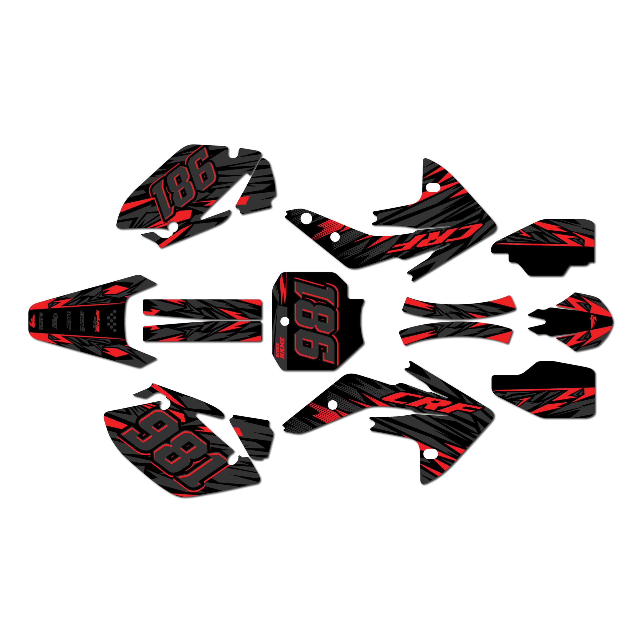 Kalair GFX Graphics Kit for Honda CRF 150R (2007-2023) Twitch Series Red 09 Mil - Dirt Bike Custom Racing Graphics Decals Stickers Kit, no-Plastics