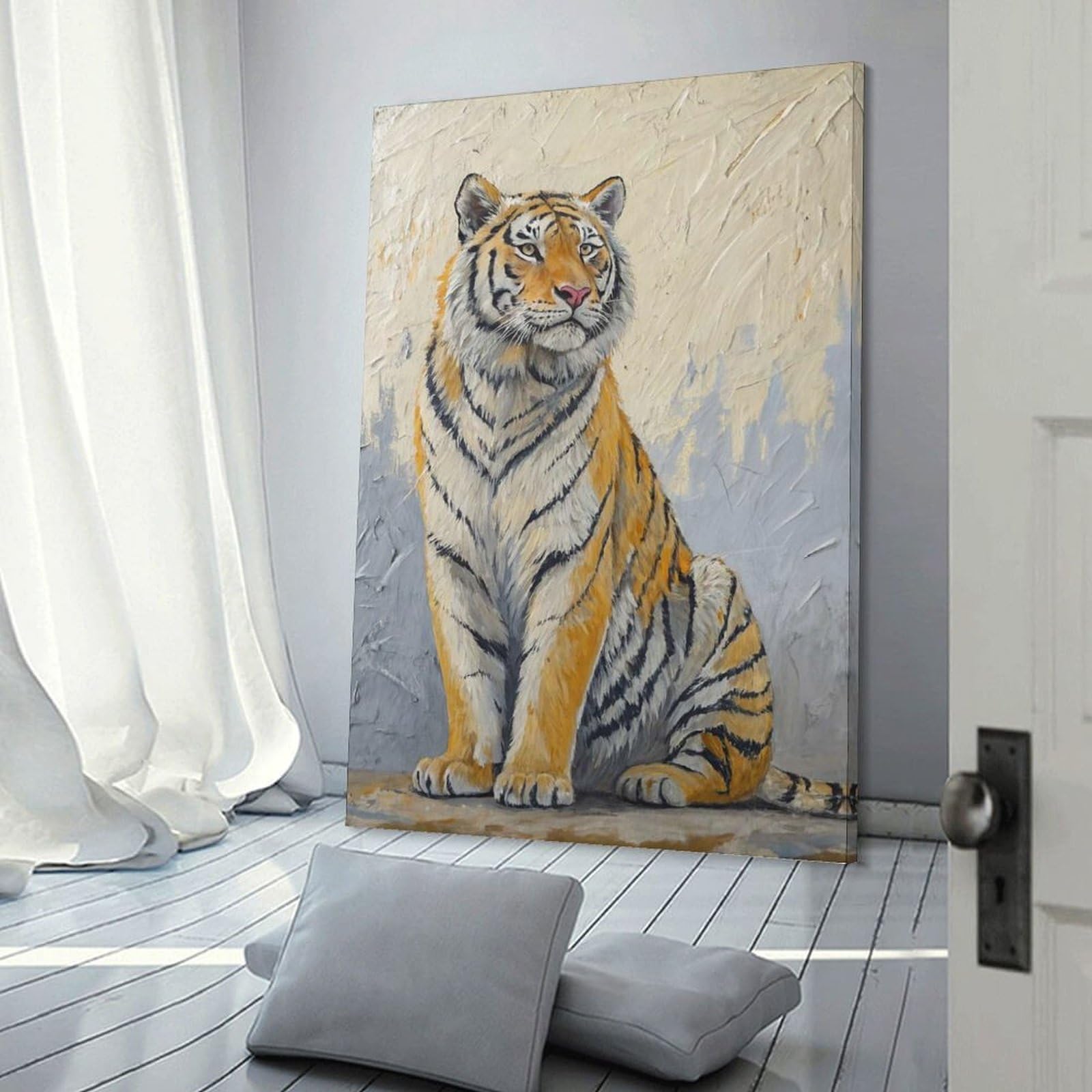 Junmoney Tiger Painting Hanging Wall Art, 24x36inch(60x90cm), for Bedroom Walls, Guest Spaces Or Lounges, An Easy Wall Refresh for Bedrooms