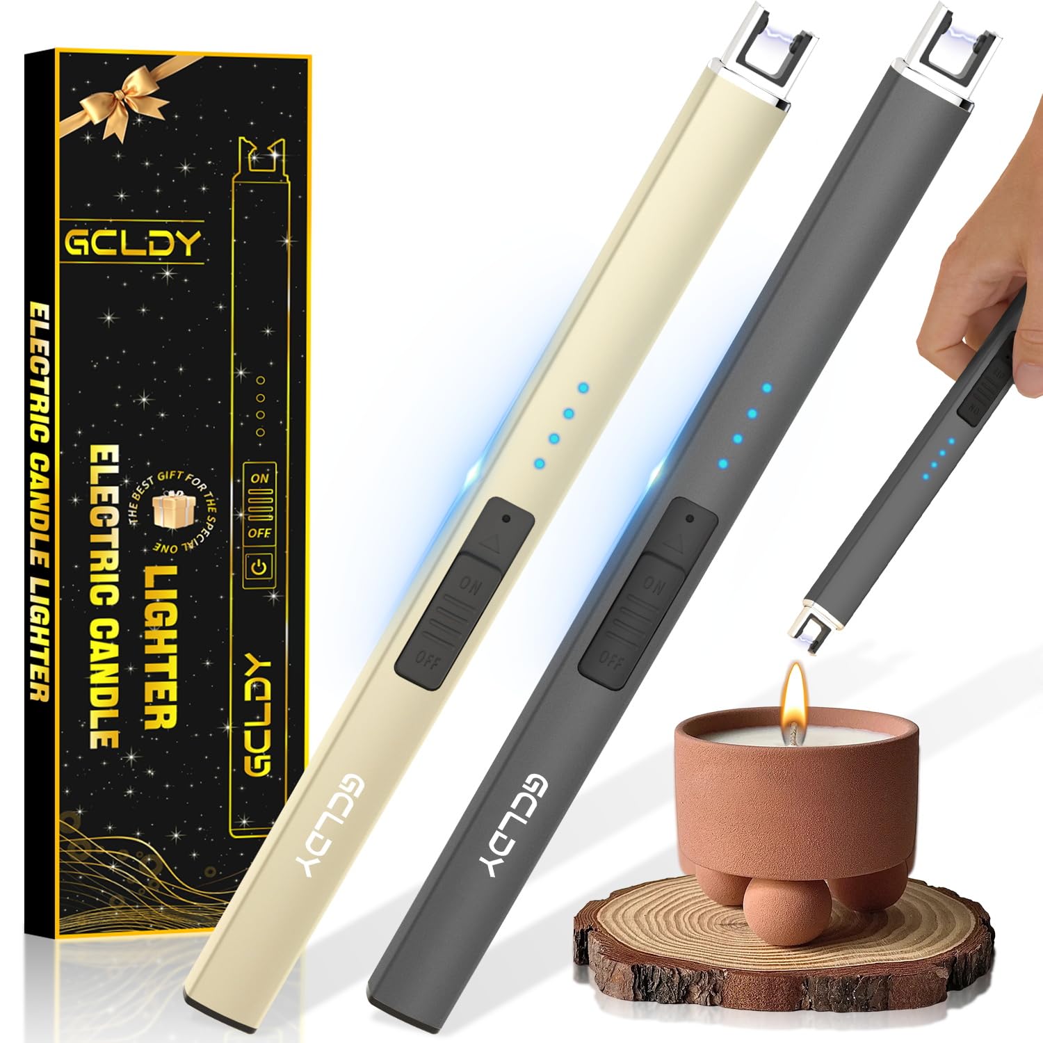 Gcldy 2 Pack Electric Candle Lighter USB Arc Rechargeable Windproof