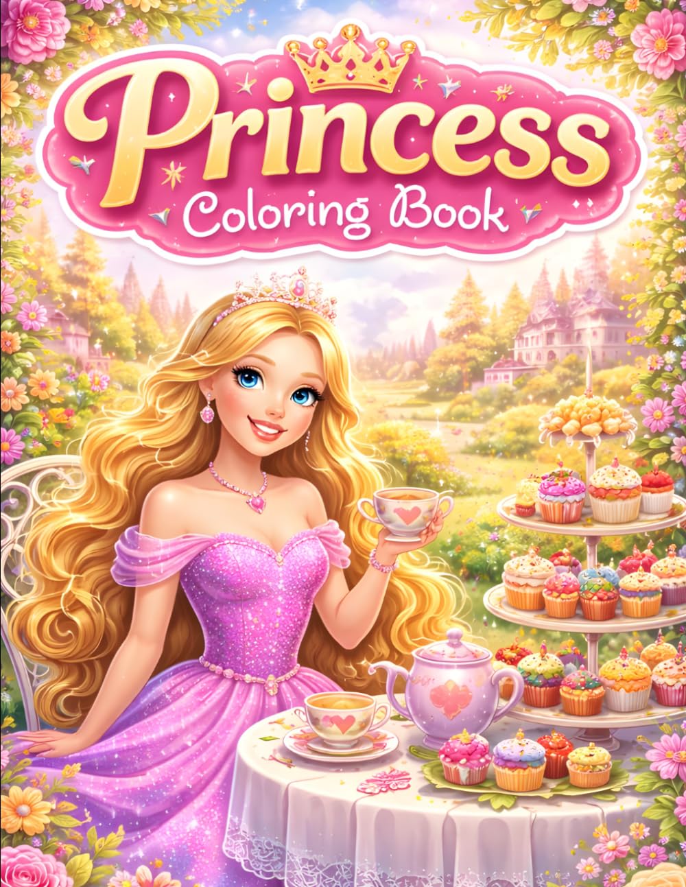 Simple Princess Coloring Book for All Ages: Cute Princesses, Easy Fantasy Coloring Pages & Relaxing Designs – Fun and Stress Relief for Kids, Teens & Adults