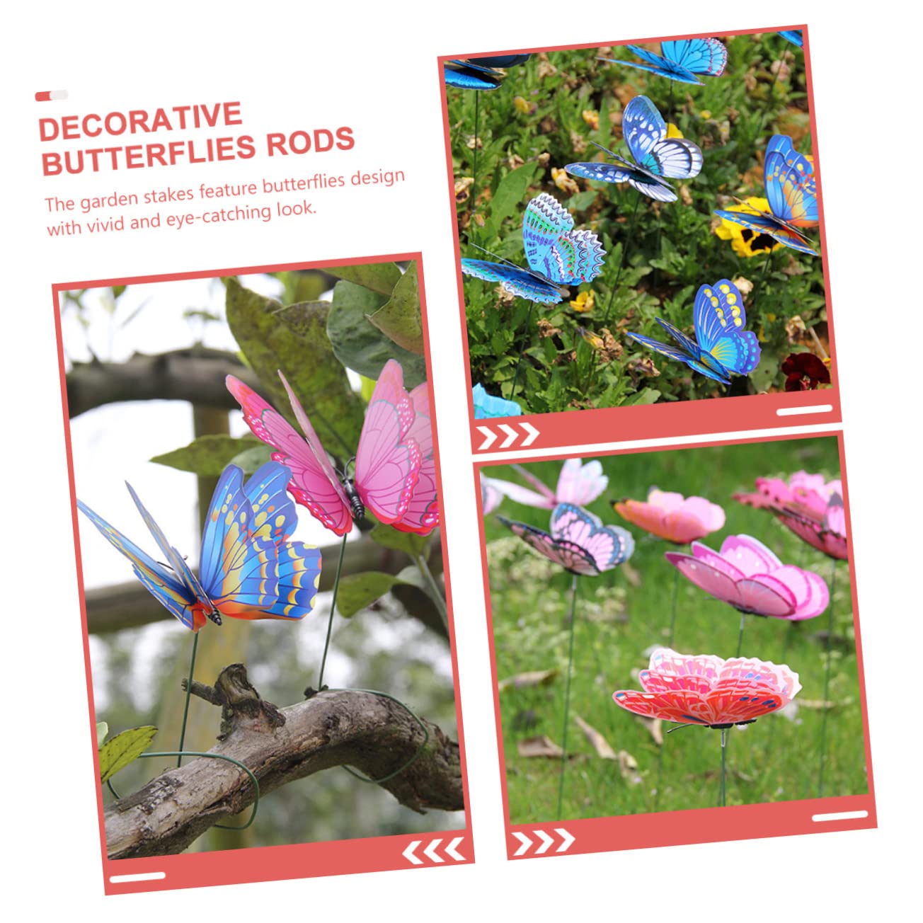 Sosoport 80stücke Teiliges Schmetterlings-gartenstecker Dekorative Dekorationen Für Blumenbeete Und Pflanzgefäße Lebensechte Gartenornamente Für Gartenverschönerung