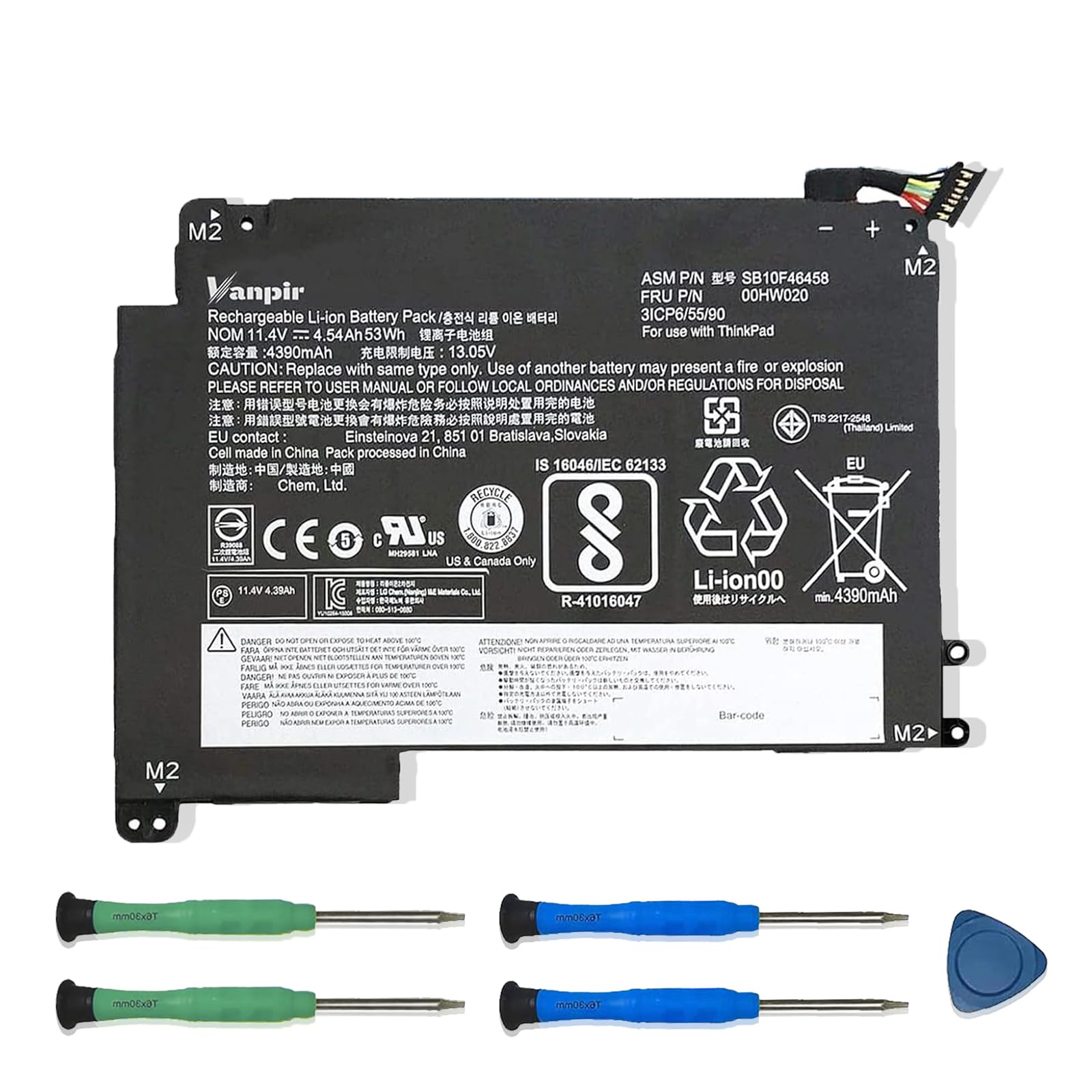 Amazon.com: VANPIR 00HW020 SB10F46458 Laptop Battery 11.4V 53Wh Amazon.com: VANPIR 00HW020 SB10F46458 Laptop Battery 11.4V 53Wh