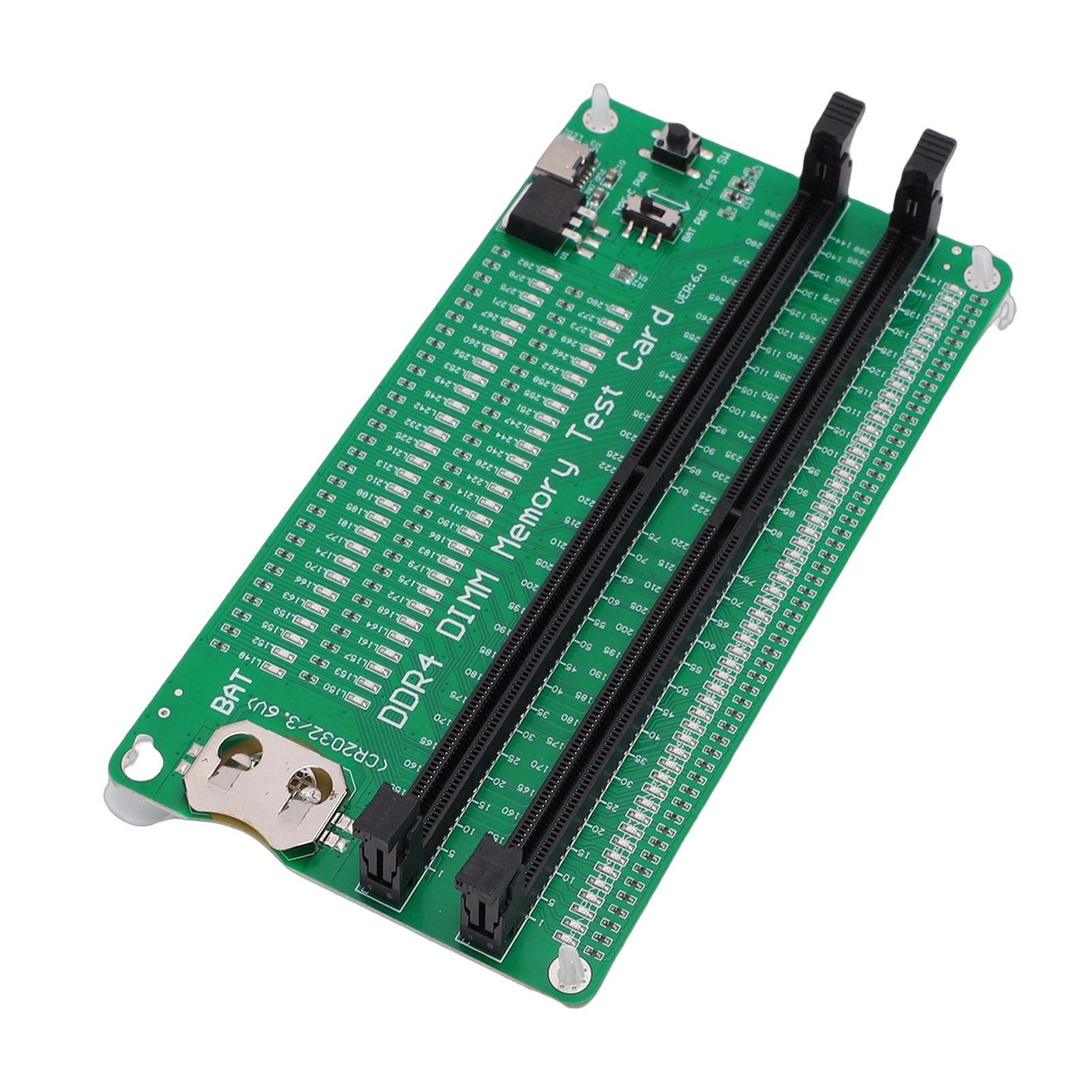 Hyuduo RAM-Speicher-Tester-Karte, DDR4-Steckplatz-Diagnosetool für Laptop-Computer mit LED-Lichtanzeige, Dual-Stromversorgungsmodi für Desktop- und Server-Computer
