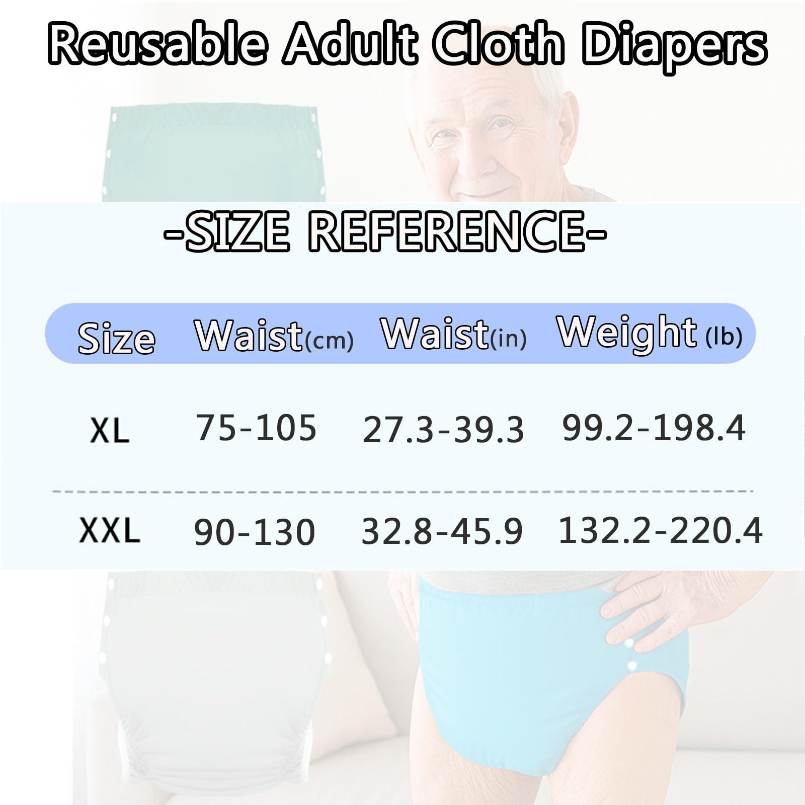 2 Stück Wiederverwendbare Stoffwindeln für Erwachsene,Waschbar Damen Höschen Inkontinenz Pants Männer Auslaufsichere Baumwoll Unterwäsche(Cotton Style 2,XX-Large)