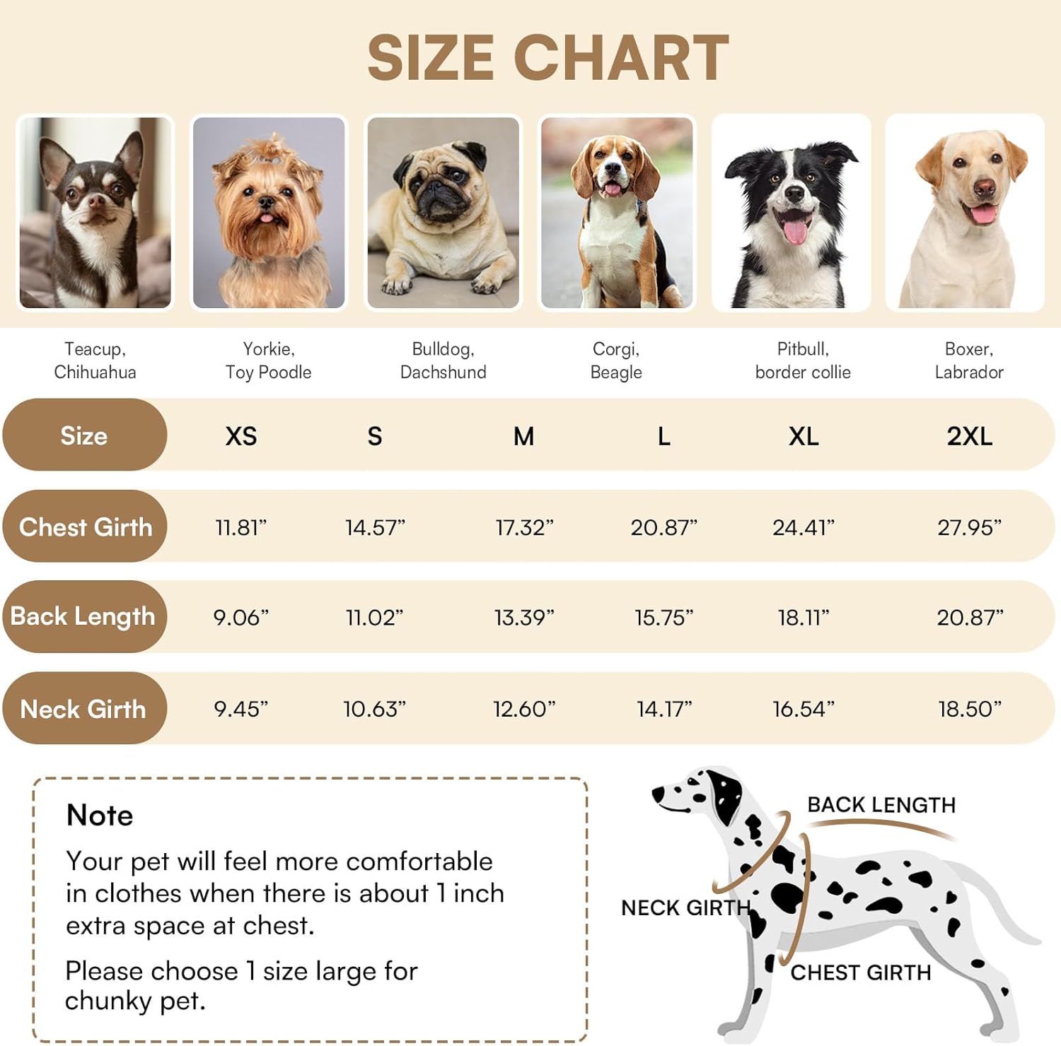 Queenmore Warm Fleece Dog Jacket with Leash Hole - Cold Weather Waterproof Dog Snow Jacket & Reflective Turtleneck Coat for Small-Medium & Large Dogs (Brown, L)