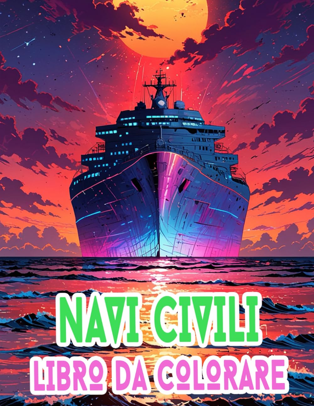Navi Civili Libro Da Colorare: Pagine A Colori Di Trasporti Moderni Transatlantici Yacht Imbarcazioni Nautica Barche Vela Crociera Piroscafo ... Rilassamento | Bambini Adulti Adolescenti