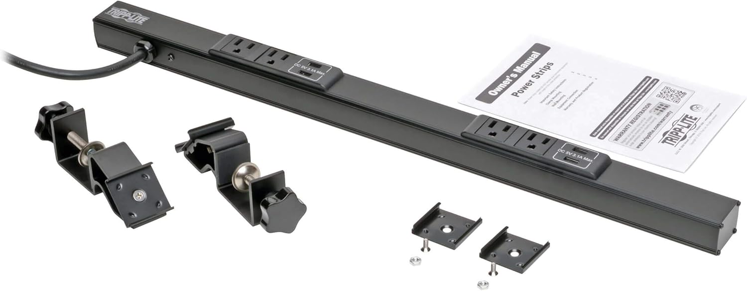 Uр Tо 40% оƒƒ Tripp Lite 4 Outlet Power Strip with USB-A Charging (6.2A), NEMA 5-15R Outlets, 120V, 15A, 10 ft. Cord, 5-15P Plug, Black (PSC240410USBB)