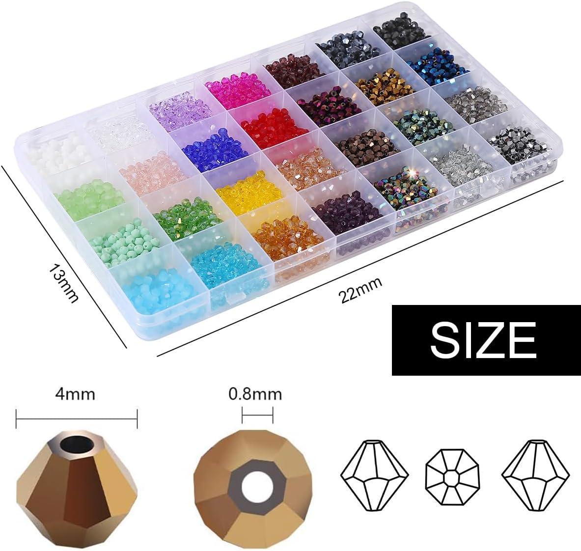 2800pcs Electroplated Tapered Crystal Beads Jewelry Making Kit -Sparkly Beads for Bracelet Making Kit 28 Colors 4mm Crystal Glass Beads Bracelet Necklace Making Kit DIY Crafts, Gifts for Adults Women - Image 2