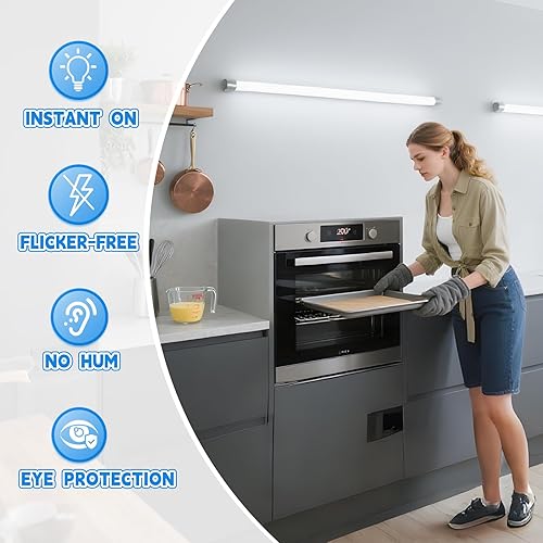 Miniatura 7 de Romwish Bombilla LED tipo A+B de 3 pies, 14 W (equivalente a 30 W), 5000 K, 1600 LM, Plug and Play o derivación de lastre, alimentación de doble