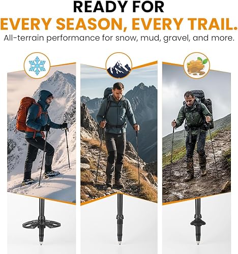 Miniatura 7 de Bastones de senderismo plegables de fibra de carbono 3K, bastones de senderismo ajustables para senderismo, bastones con mango de corcho, agarre de