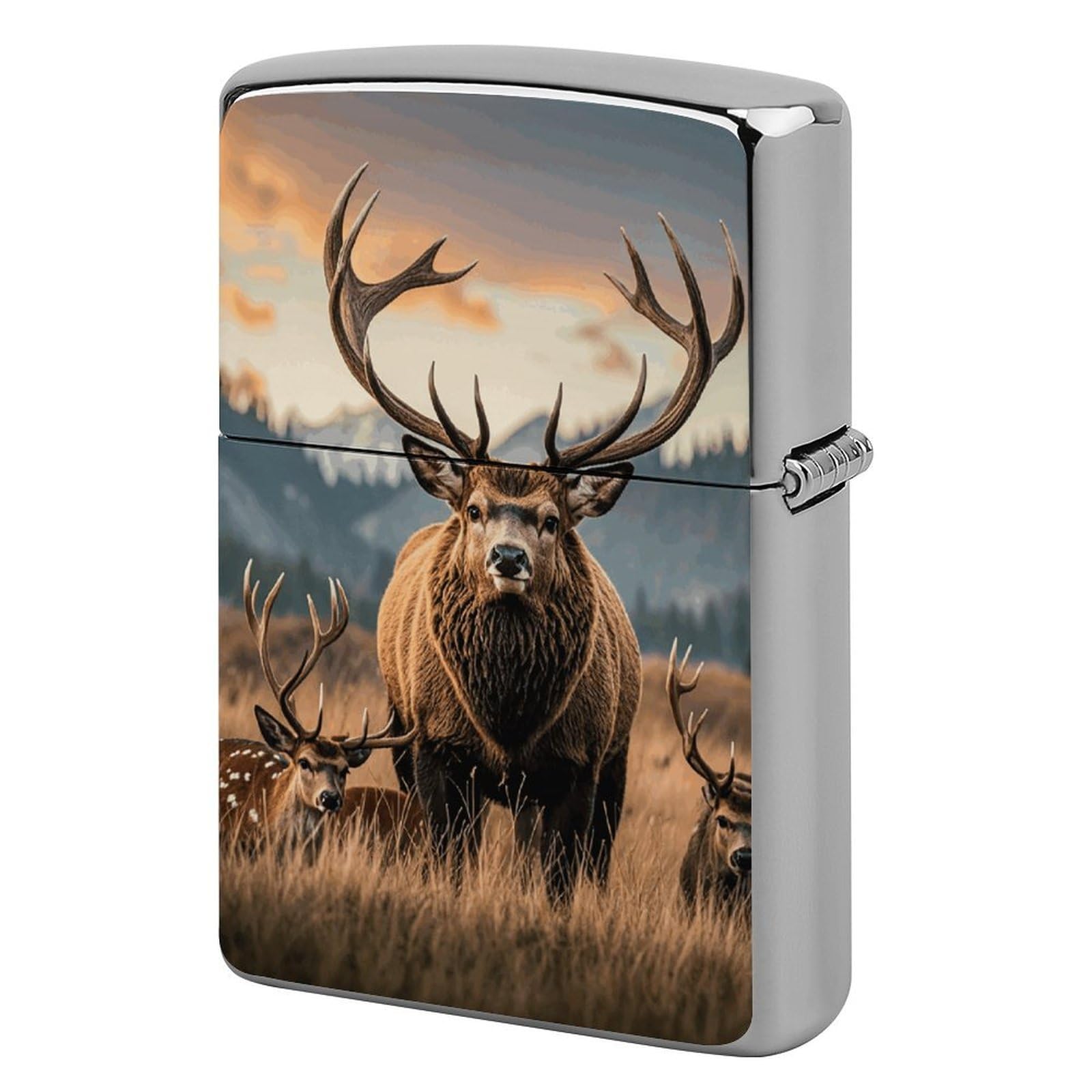 Wildlife Hunting Deer Bear Elk Lighter Case for Men, Personalized Lighter Cover for Valentine's Day Gifts, Flip-Top Lighters Shell for Outdoor, Portable Lighters Protective Sleeve