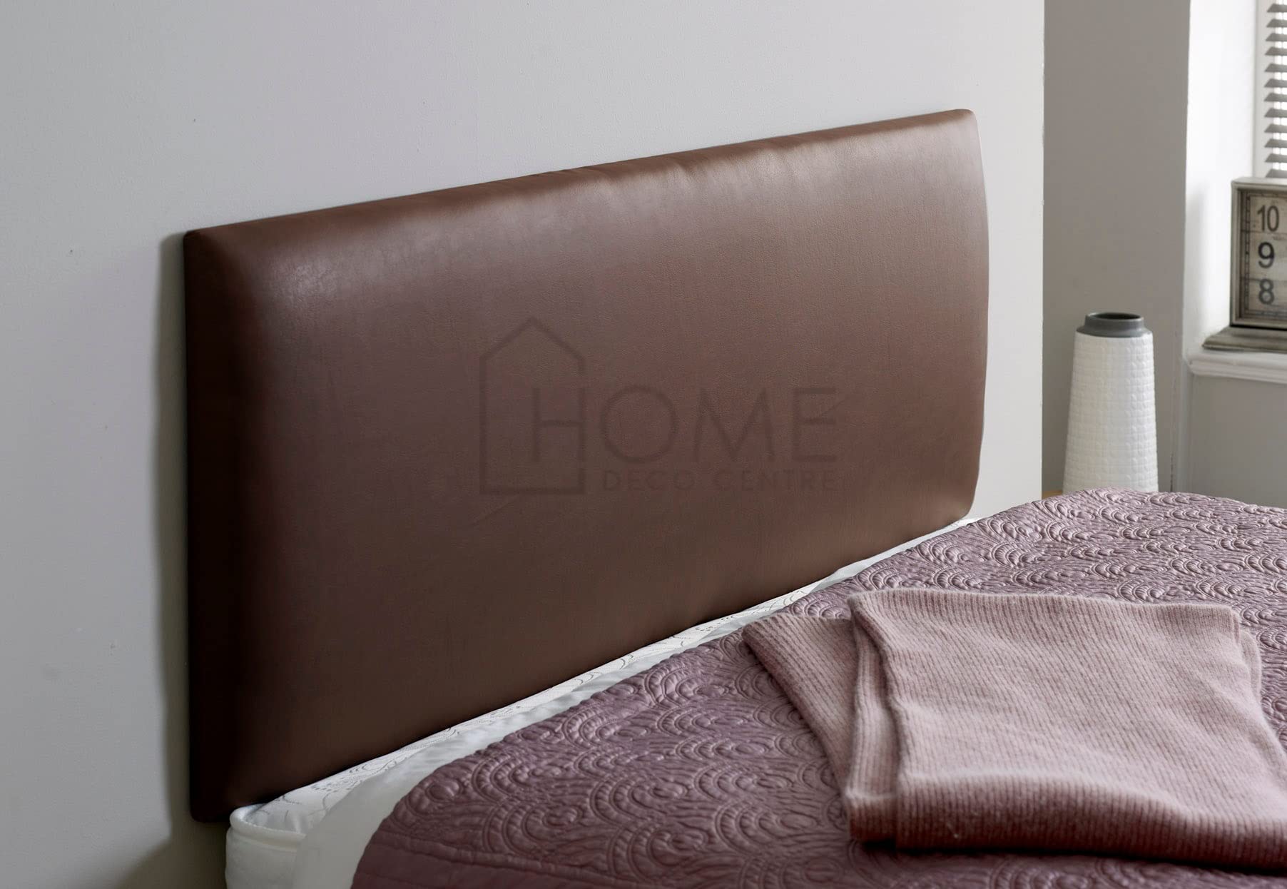CROWNBEDSUK Faux Leather Divan bed Headboard 20" height thick padded (Brown, 4FT6 (DOUBLE))