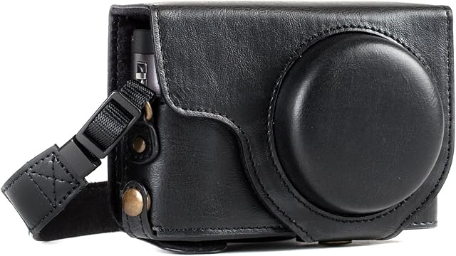MegaGear Ever Ready Leather Camera Case compatible with Panasonic Lumix DC-TZ95, DC-TZ90