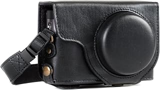 MegaGear MG1258 Ever Ready Leather Camera Case compatible with Panasonic Lumix DC-TZ95, DC-TZ90 - Black