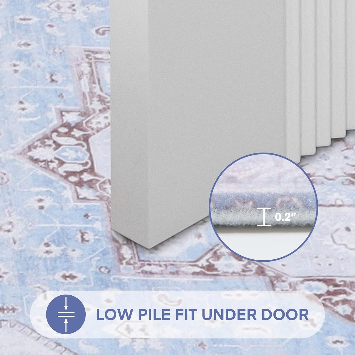 Light Blue Long Bathroom Rugs Runner Boho Floral Microfiber Thin Bath Mat Shower Rug Non Slip Washable Bathmat,18" x 47"