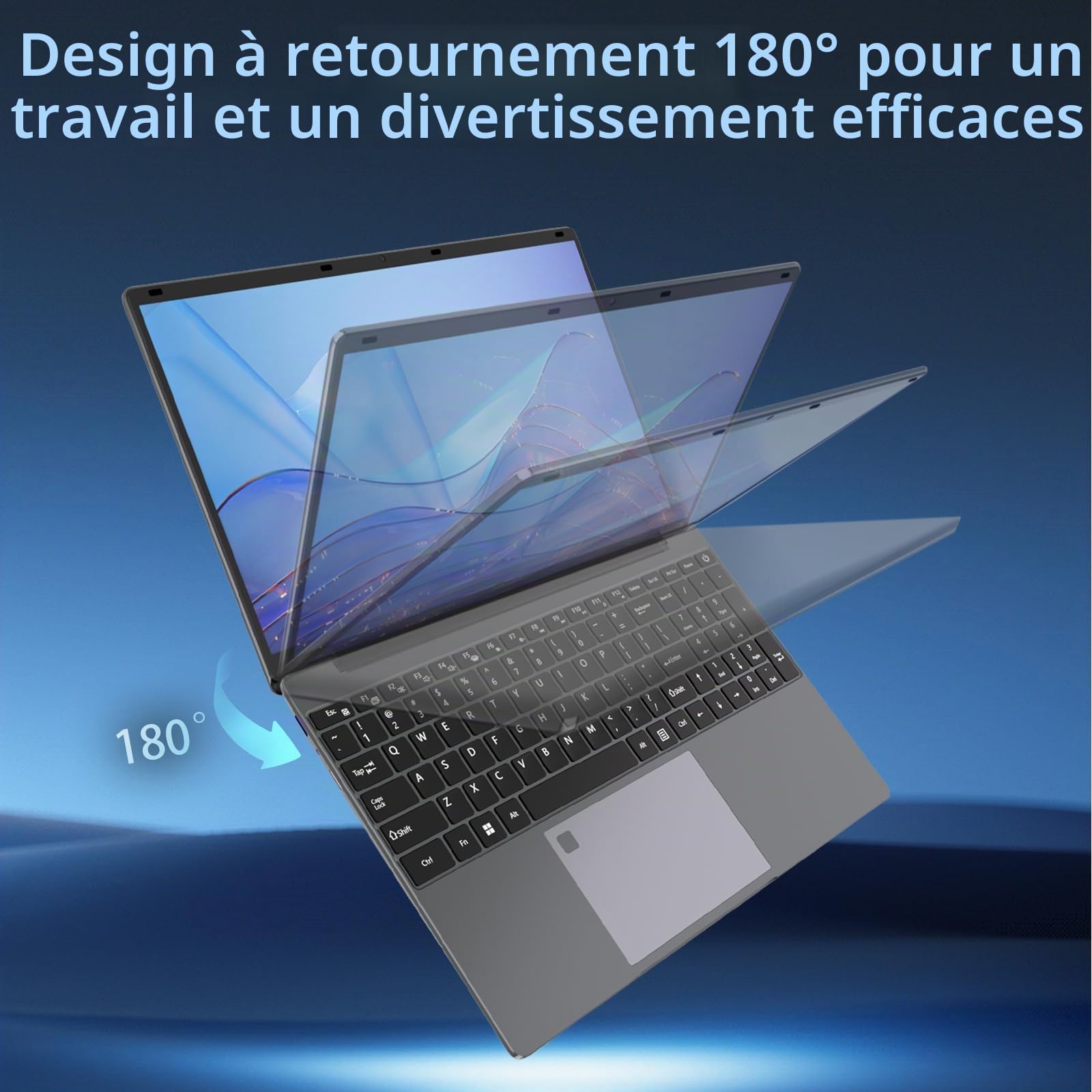 PC Portable 15,6 Pouces 16Go RAM 512Go SSD Celeron N5095, Ordinateur Portable FHD 1920x1080, WiFi Bluetooth, Lecteur d’Empreinte, Laptop Bureautique pour Études et Travail, Clavier AZERTY avec Film