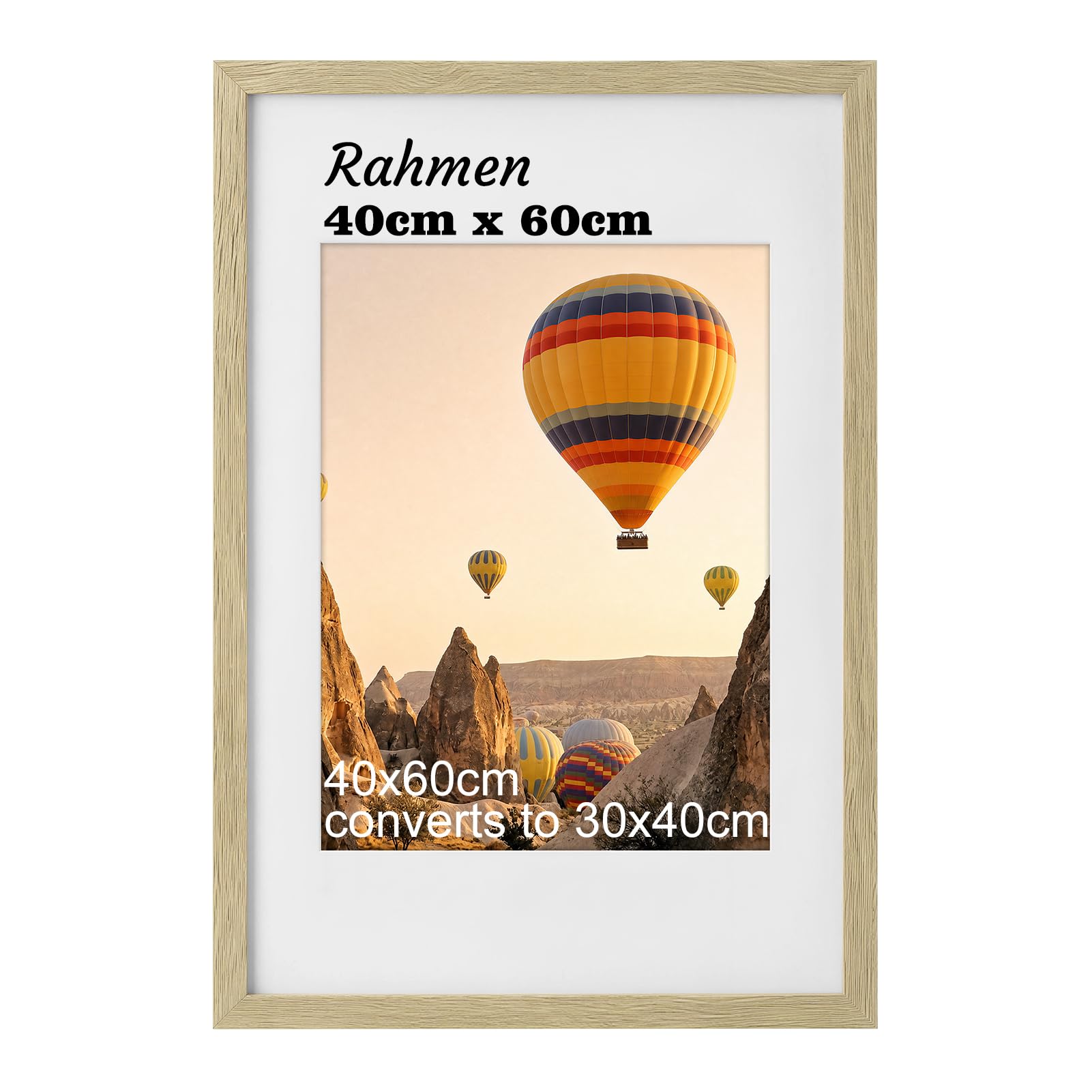 HOUSE DAY Bilderrahmen 40x60 Eiche-Optik Bilder Rahmen Holz Posterrahmen | Rahmen 40x60 mit 30x40 Passepartout,Posterrahmen für Familie,Landschaft,Haustier-Gedenkseite, Hochzeit,1er-Pack