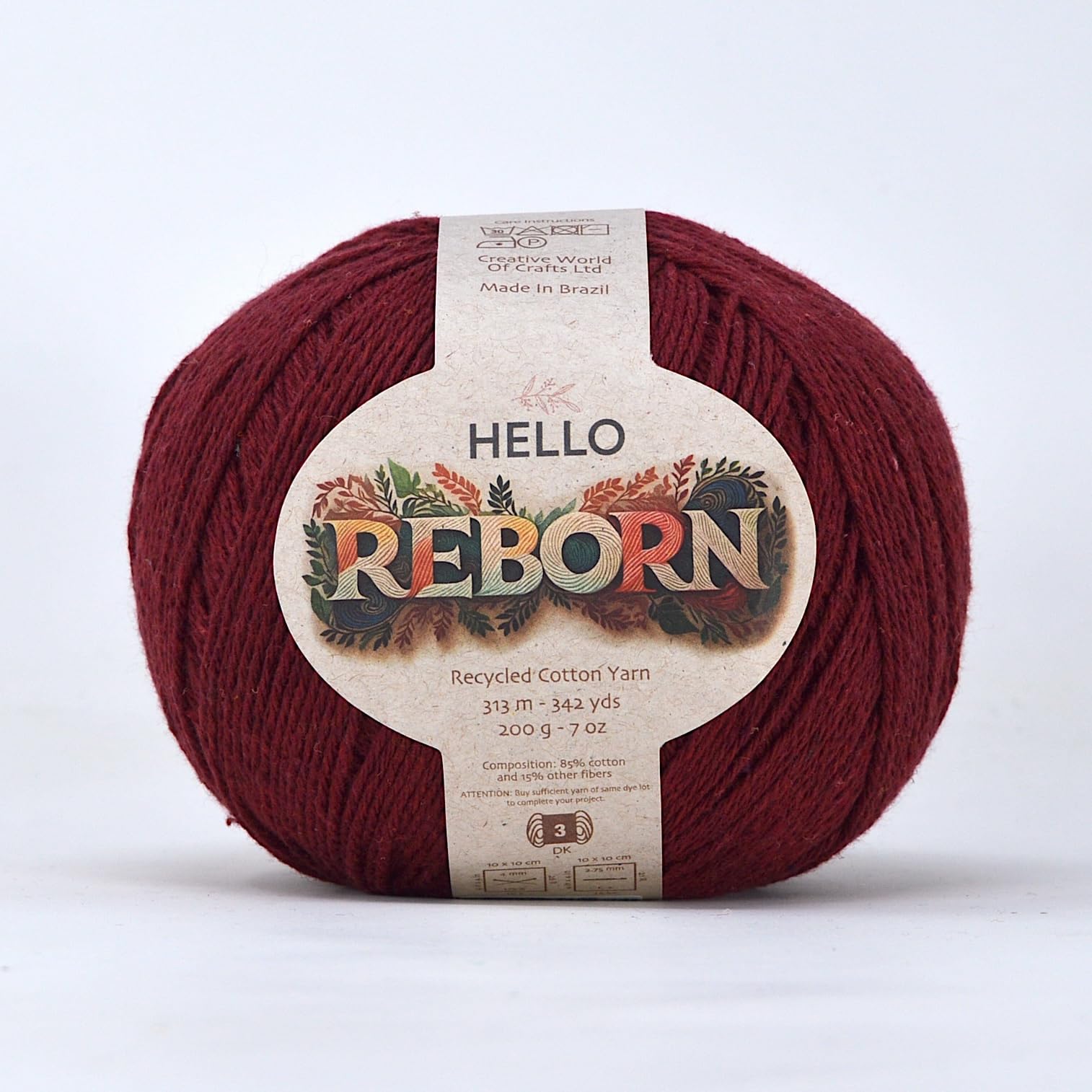 Reborn Recycled Cotton - Burgundy - 200g DK Crochet/Knitting Yarn