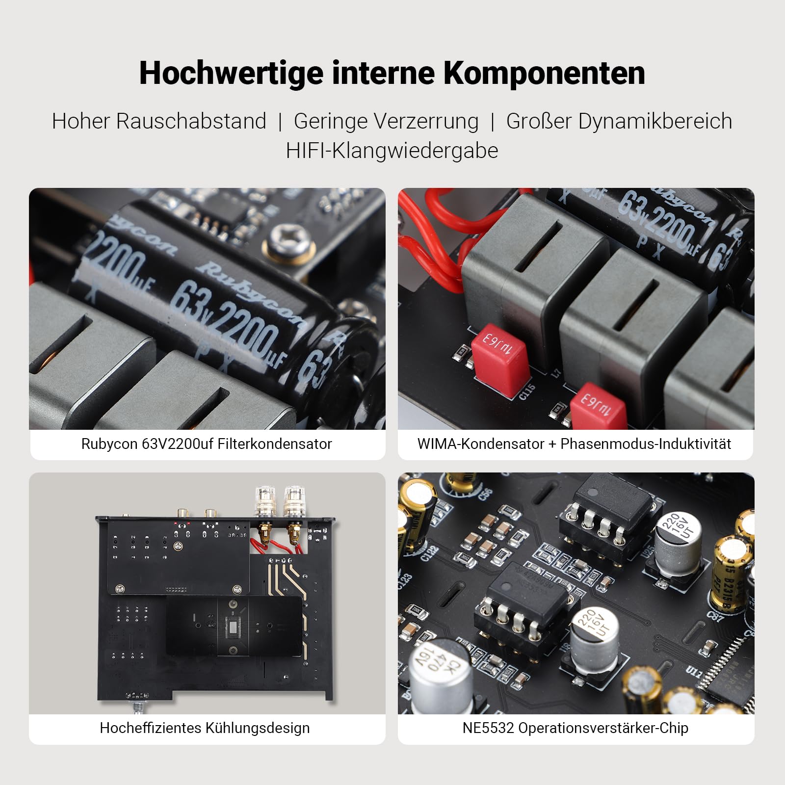 AIYIMA A80 Leistungsverstärker DAC mit PFFB TPA3255D2 Stereo HiFi 2.0 Kanal Klasse D Bluetooth Verstärker 300Wx2 ESS9038Q2M Decoder Heimkino-Receiver mit PC-USB Koaxial Optischer TRS Cinch-Eingang