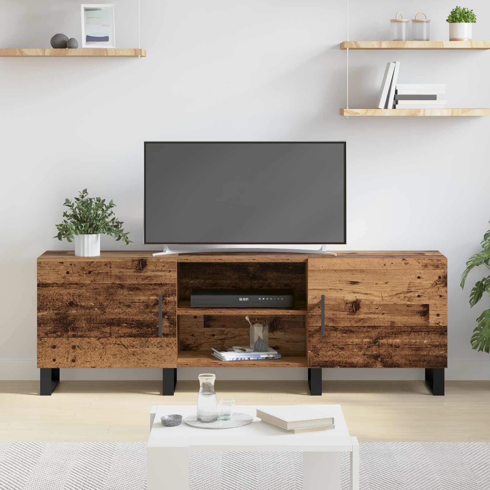 Mobile basso per TV, effetto legno anticato, 150 x 30 x 50 cm, in