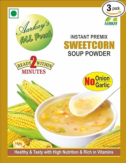 Aarkay Instant Healthy Sweet Corn Soup With No Onion & Garlic (Pack Of 3, 100g Each)