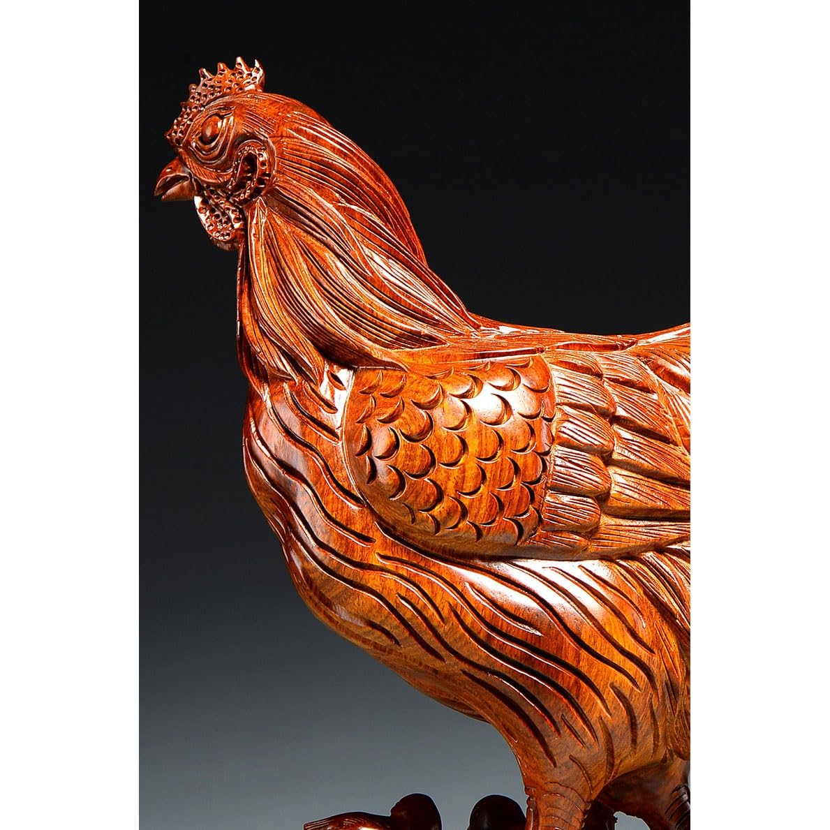 Dekoracje na biurko, rzeźba w drewnie, ornament kurczaka, rzeźbione zwierzęta, dekoracja do domu, salonu, biura, rzemiosła mahoniowego, (30 cm)