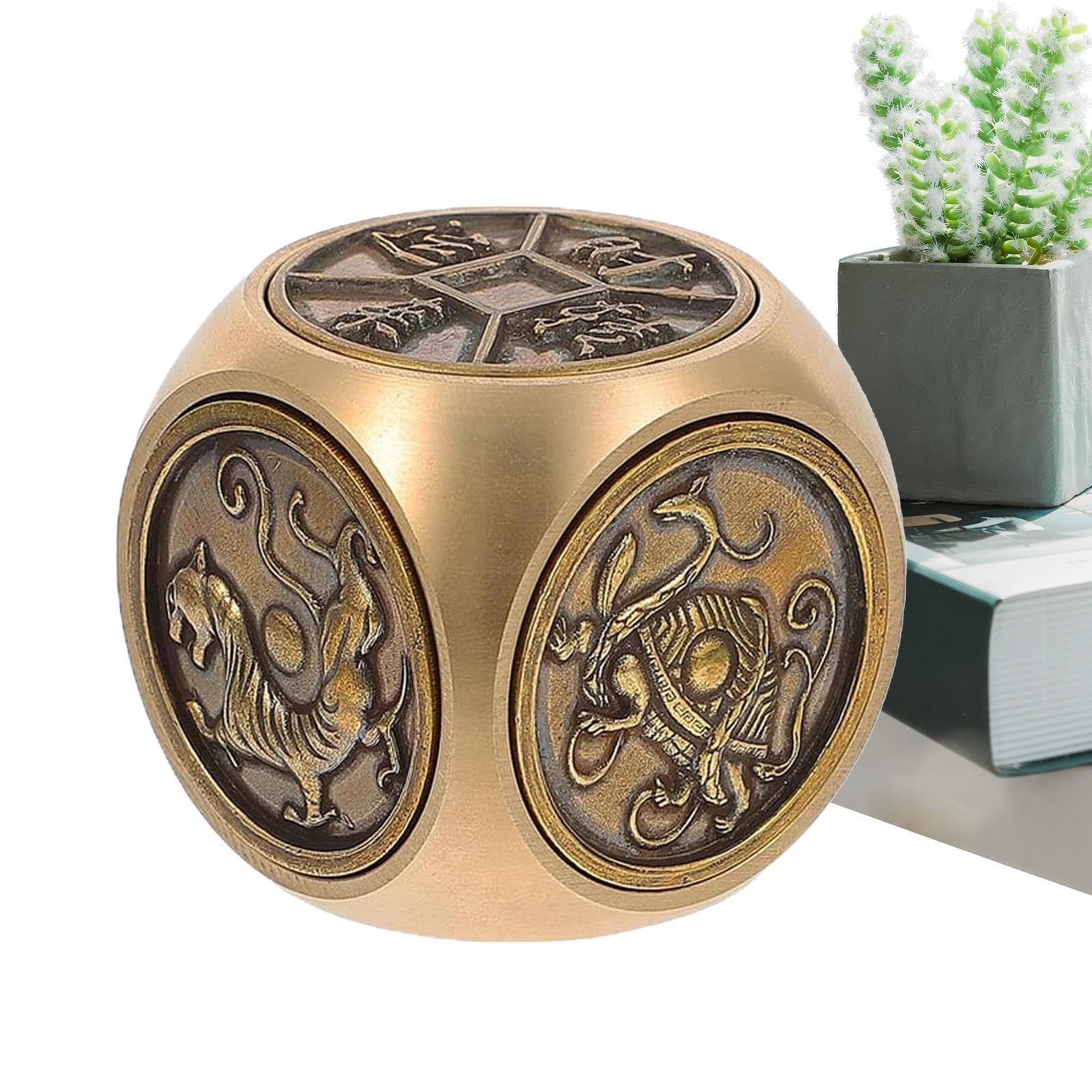 製品 ラッキーダックコイン 真鍮 Amazon.co.jp: 真鍮中国の幸運のコイン、絶妙な銅のおもちゃ -  6面真鍮、絶妙な銅ターンテーブルおもちゃ、富とリラクゼーションのためのリラックスラッキーデコレーション : ホーム＆キッチン