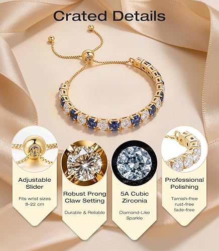 Miniatura 3 de Lovans Tennis Bracelets for Women Adjustable Gold Plated Tennis Bracelet for Women in Size 4-8.5 Inches