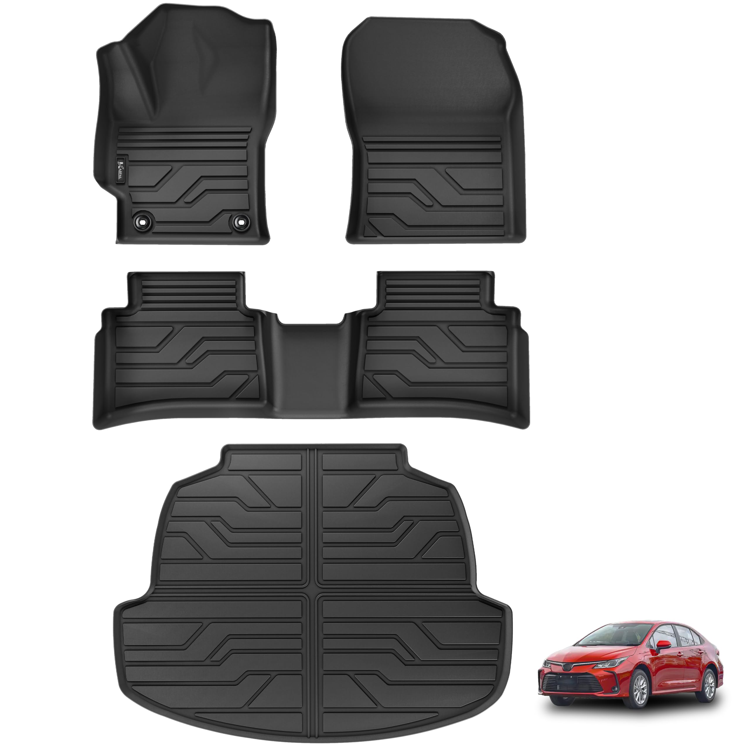 KARPAL Floor Mats Fit for 2020-2024 2025 Toyota Corolla Sedan (Not for Hatchback and Cross), Custom Fit All Weather TPE Toyota Corolla Accessories Floor Liners & Cargo Liner Full Set