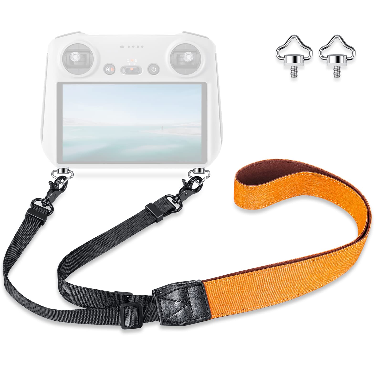 Lykus Lanyard/Neck Strap/Leash for DJI RC/RC 2/RC Pro/RC Plus, Orange Strap, Crown-shaped Screws, Compatible with DJI Mini 4 Pro,Air 3,Mini 3/Pro,Mavic 3 Pro/Classic