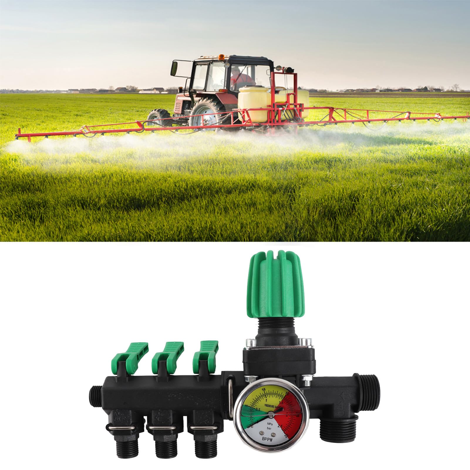 Válvula de control del rociador agrícola de 3 vías Divisor de agua de latón pesado para el de pulverización de agricultura 1/2 "NPT Enutlet con palanca ergonómica resistente a