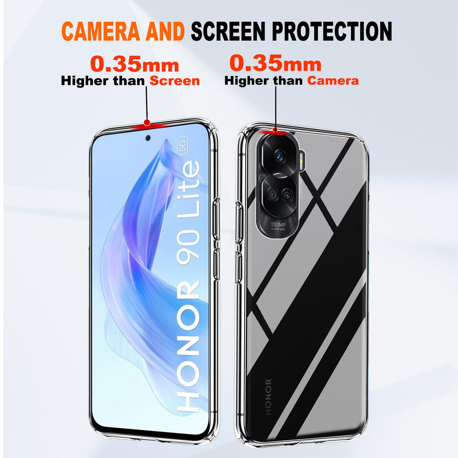 LYJERRY Custodia Per Honor 90 Lite Caso + 2Pcs Pellicola Vetro Temperato Per Honor 90 LiteProtettiva Leggero Protector Morbido TPU Cover Silicone di gomma Phone Case 9H Vetro Protettiva