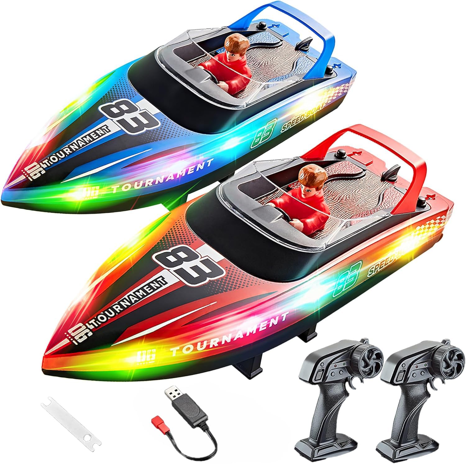 BEZGAR HJ821 2 Packs 10 Inch 15 KPH Fast RC Boats for Kids