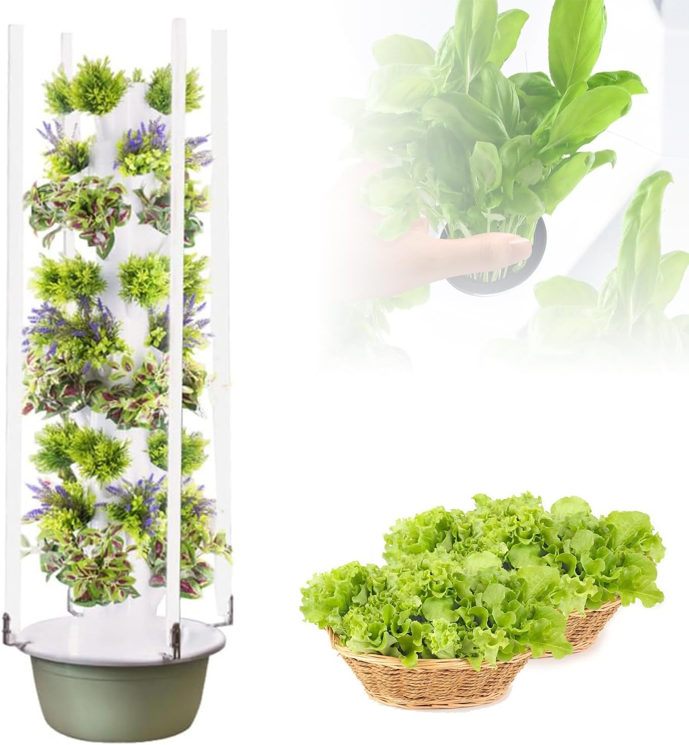 Hydroponics Tower Growing System, 20/28/36 Pods Vertical Garden with LED Grow Light, Hydroponic Grow Kit with Hydrating Pump, Aquaponics Growing System Kit for Leafy Vegetables and Fruits,9Layer