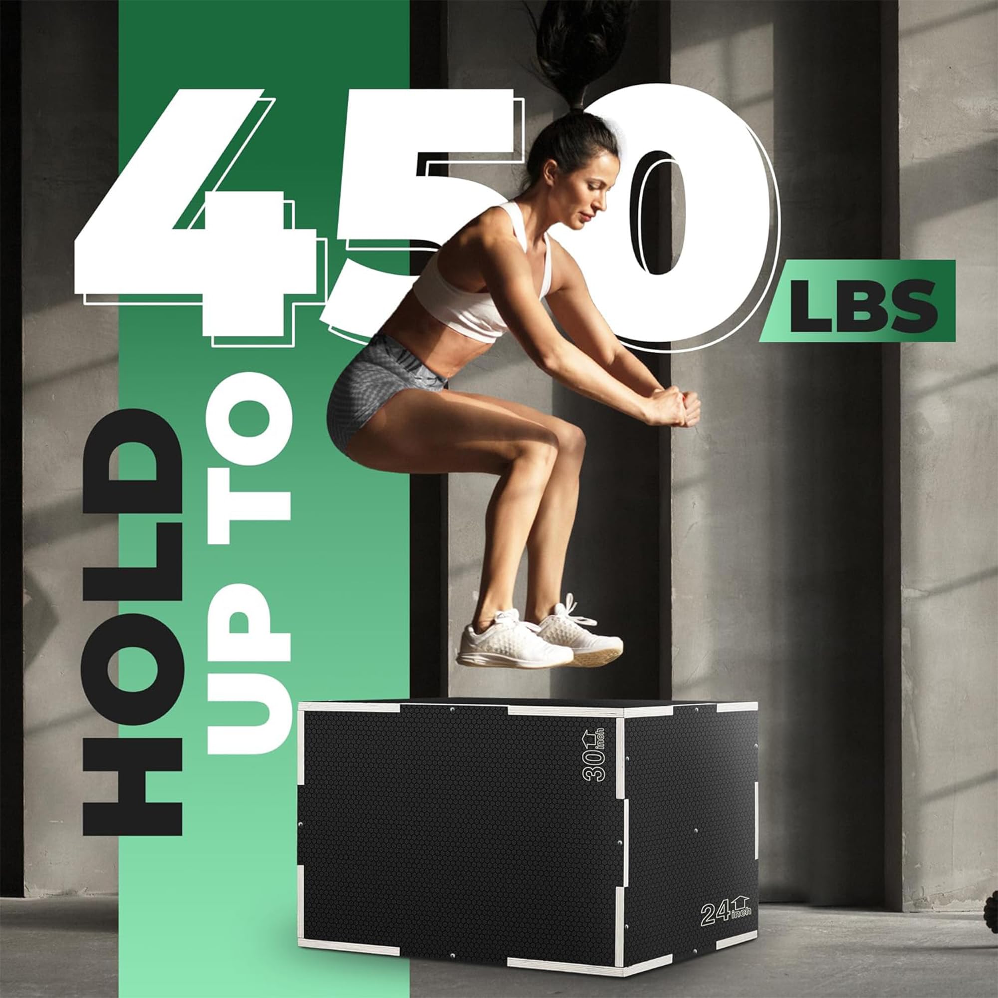 Yes4All Boîte pliométrique 3 en 1 en bois pour entraînement au saut, boîtes de saut pour exercices de gym à domicile et entraînement en plein air