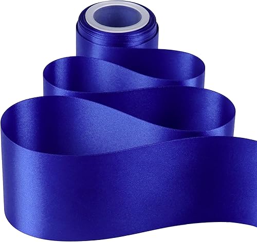 Miniatura 7 de MEEDEE Royal Blue Ribbon Lux - Cinta de satén de doble cara de 3 pulgadas de ancho, cinta de satén azul real por 10 yardas, cinta azul real para