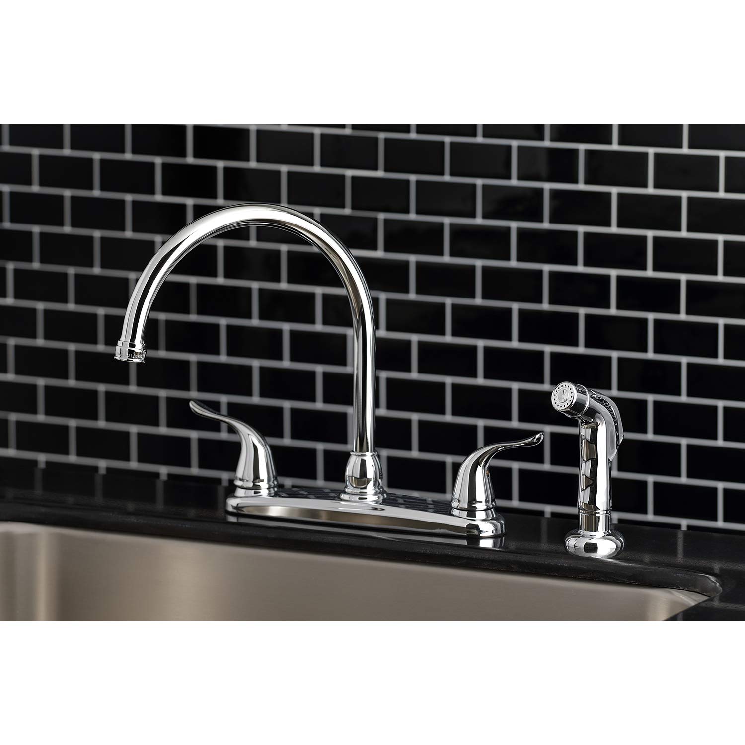 Kingston Brass KB791YLSP Grifo de Cocina con rociador de 8 Pulgadas, Cromo Pulido
