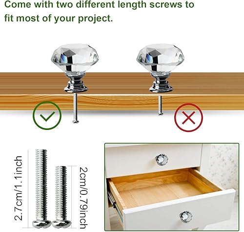 Miniatura 3 de POZEAN - Perillas de cristal para gabinete