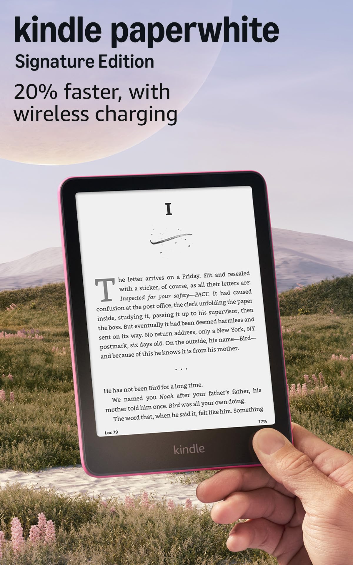 Amazon Kindle Paperwhite Signature Edition 32GB (newest model) – 20% faster with auto-adjusting front light, wireless charging, and weeks of battery life – Metallic Raspberry