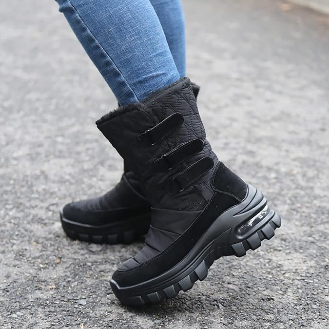 Women's Air Cushion Winter Snow Boots Cold-Resistant Furry Outdoor Warm Anti-Slip Boot