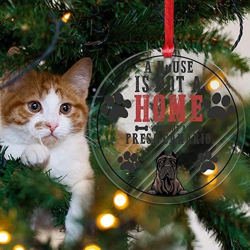Miniatura 4 de Presa Canario - Adornos de Navidad para amantes de los perros, adorno acrílico de Navidad "A House is Not A Home Without A Dog", decoraciones de