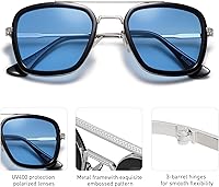 Vista 4 de SOJOS Gafas de sol polarizadas para hombres y mujeres, estilo aviador, retro, cuadradas, montura de aleación clásica, HERO SJ1126