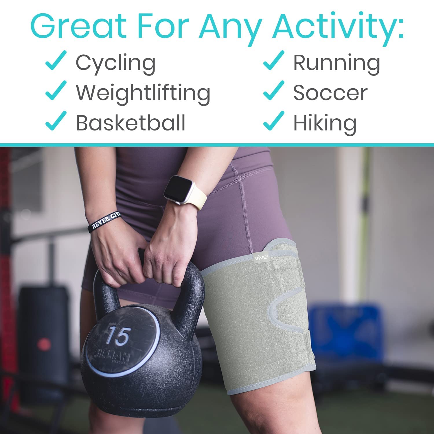 Buy Vive Thigh Brace Hamstring Quad Wrap Adjustable Compression