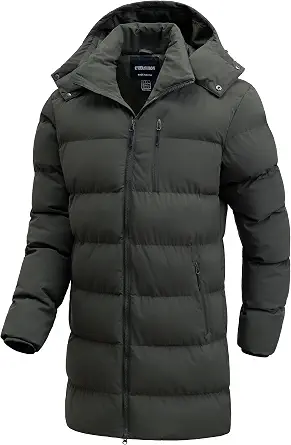 Men's Winter Long Puffer Jacket Waterproof Ski Parka Thicken Insulated Outerwear with Removable Hood