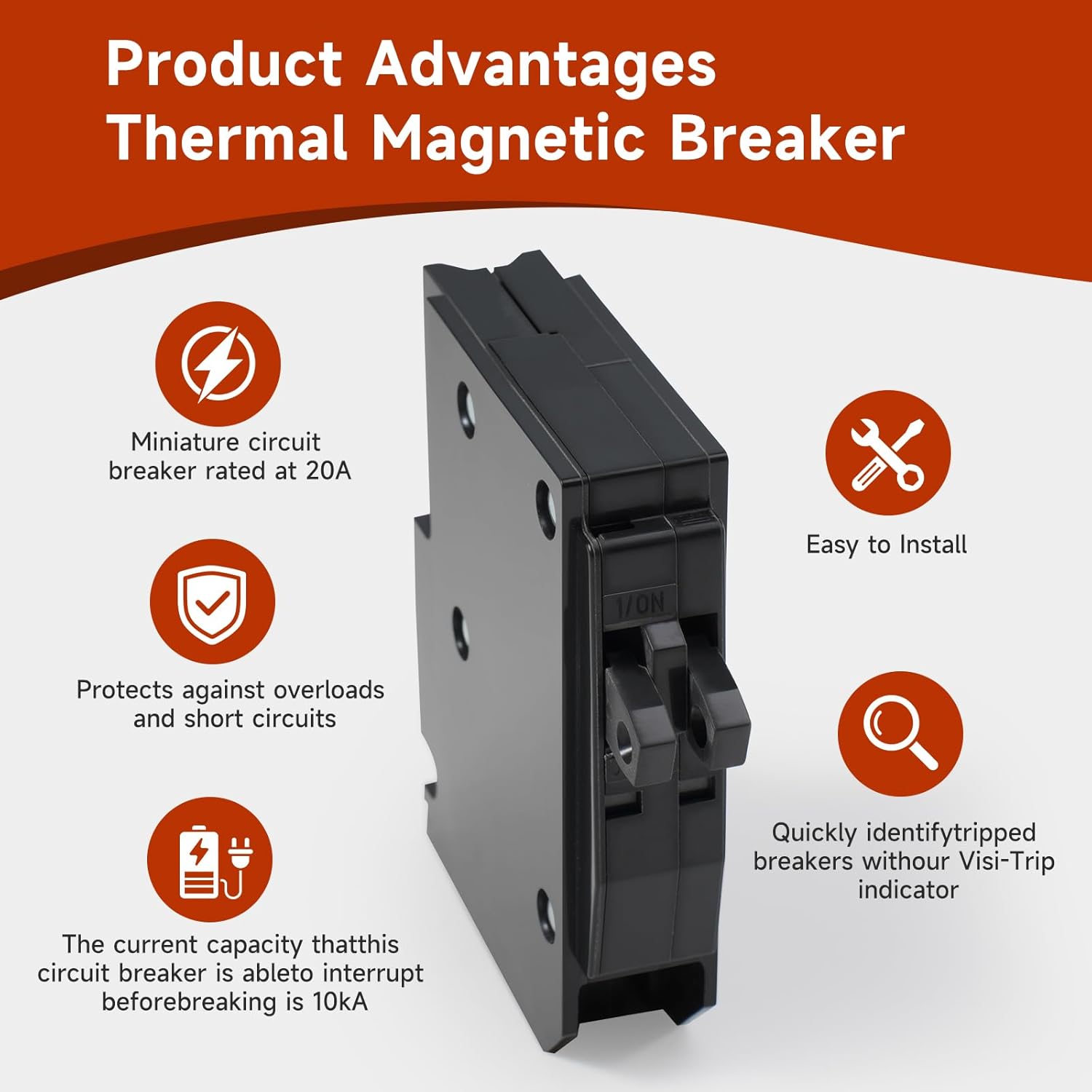 QO2020C 2 x 1 Pole 20A 120 240VAC 10kA Tandem mini Circuit Breaker Compatible with Partial SD QO Load Center,CSED,and Single-Phase 120/240 V Branch Circuit NQOD Distribution Panels Plug-in Mount Type